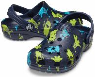 Crocs Classic Monster Print T Clog Kids  Navy