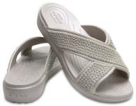 Crocs Sloane Embellished Cross-Strap Sandal Platinum